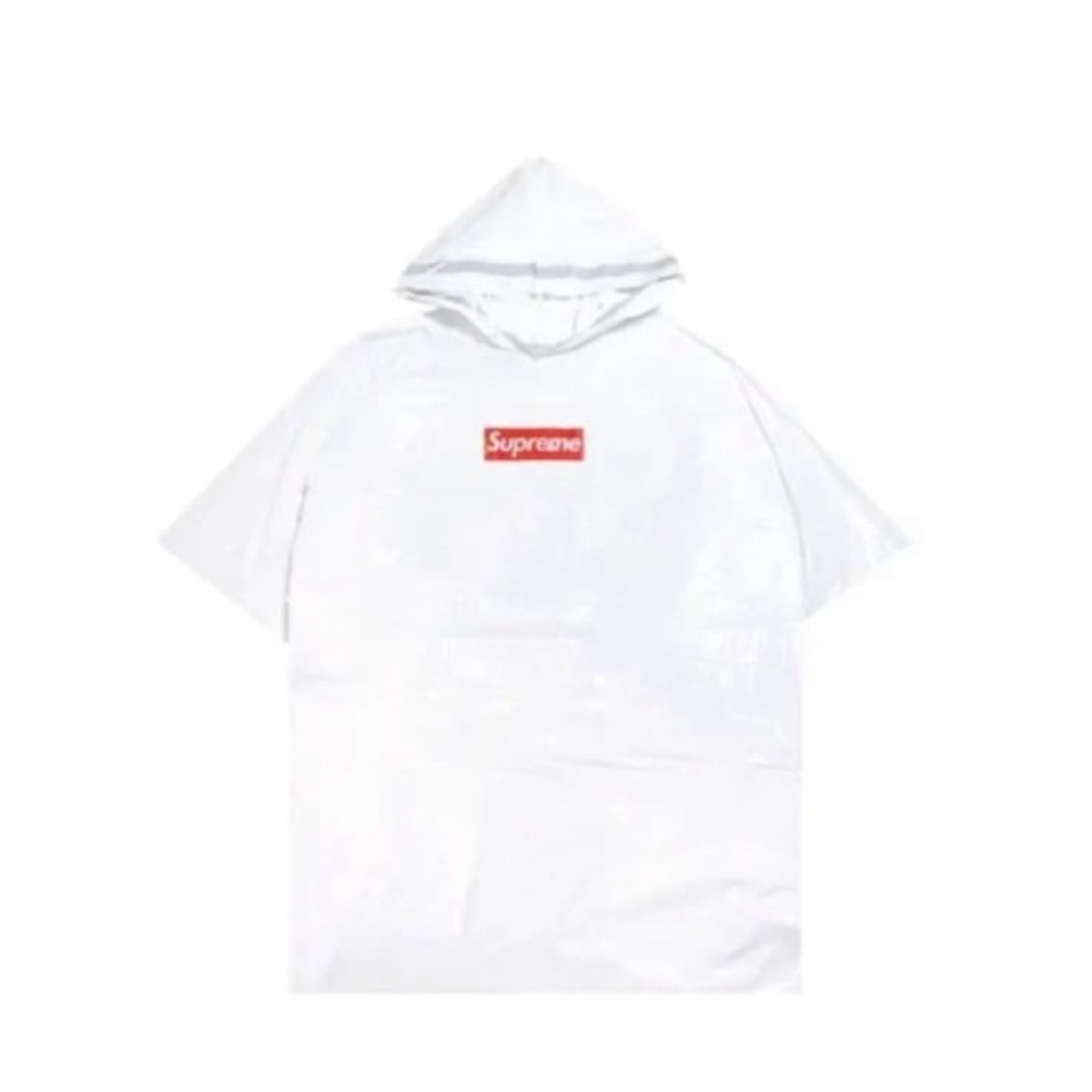 Supreme White Rain Poncho with Red Logo